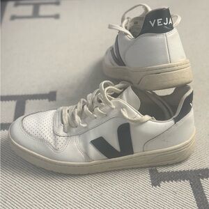 Veja Men's White Sneakers with Black Accents